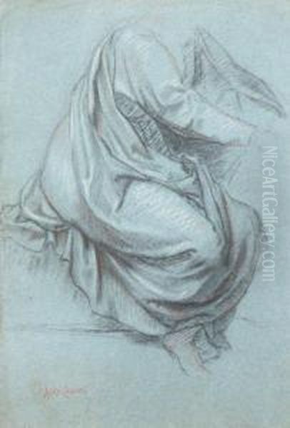 Etude De Figure Drapee Pierre Noire Oil Painting by Alexandre Cabanel