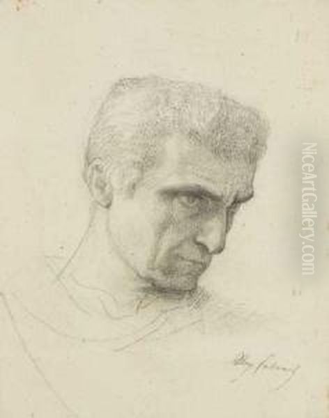 Portrait D'homme De Trois-quarts Oil Painting by Alexandre Cabanel