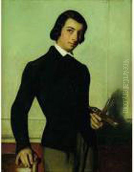 Autoportrait A La Palette Oil Painting by Alexandre Cabanel