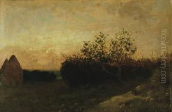 Pagliai Sul Mare Verso Sera Oil Painting by Vincenzo Cabianca