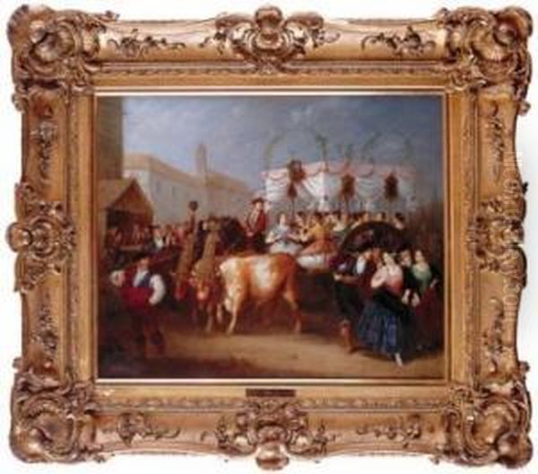 Romeria Oil Painting by Manuel Cabral Cabral y Aguado Bejarano