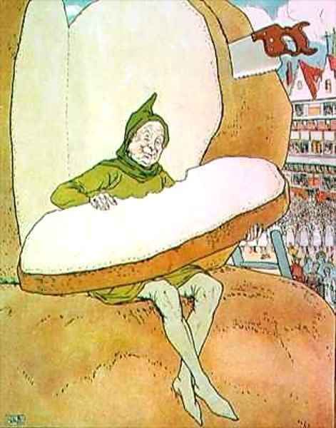 Illustration from The Golden Goose Oil Painting by Leonard Leslie Brooke