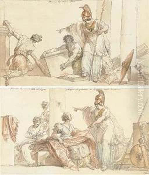 Minerva Directing The Construction Of Athens Oil Painting by Giuseppe Cades