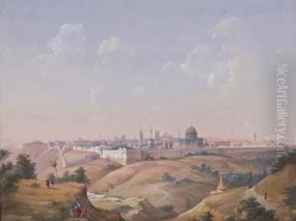 Veduta Di Gerusalemme Oil Painting by Ippolito Caffi