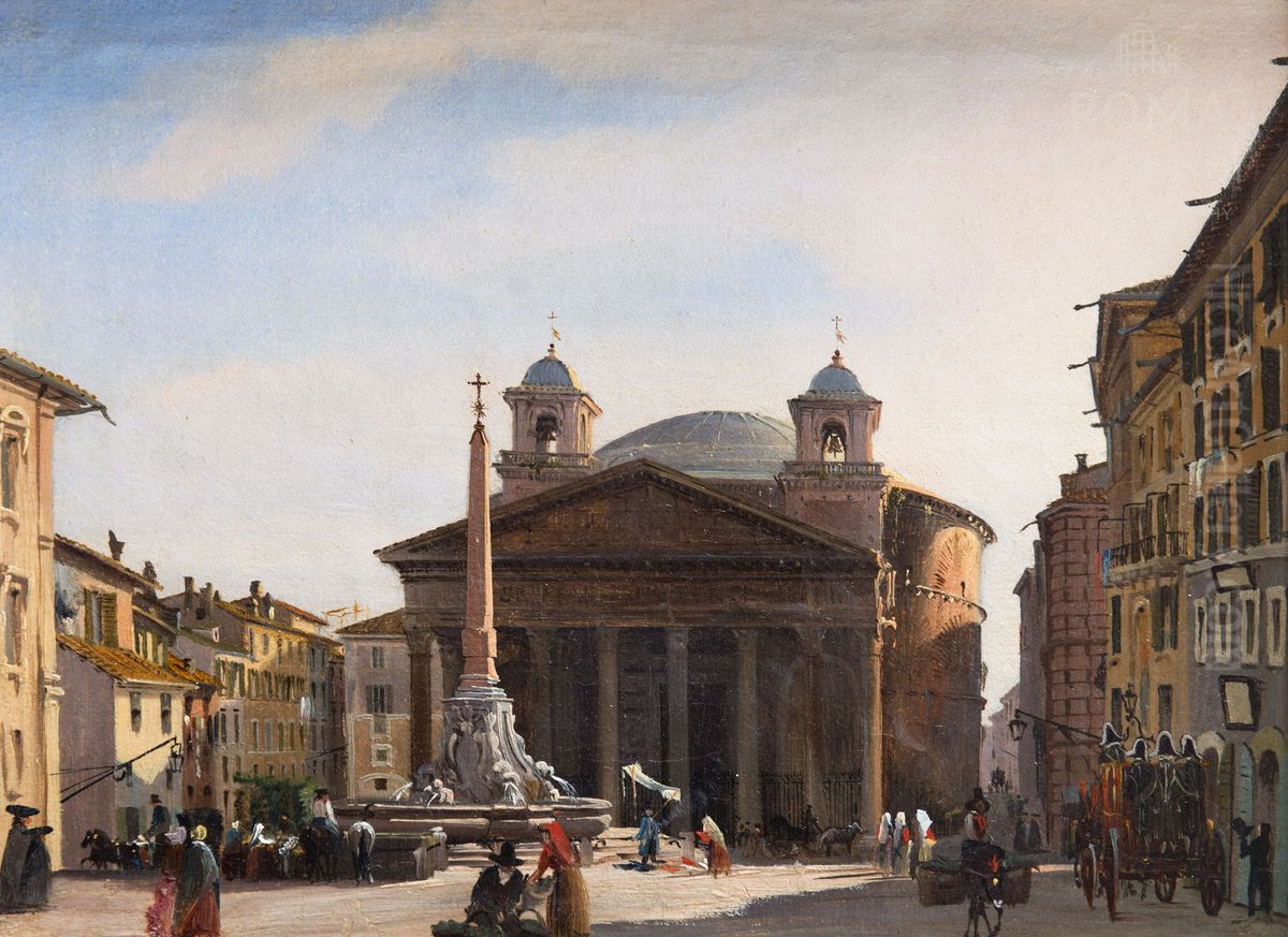 View Of The Pantheon, Rome Oil Painting by Ippolito Caffi