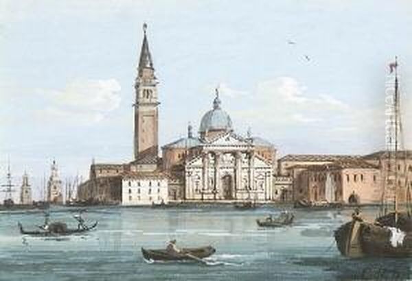 Venedig - Blick Auf S. Giorgio
 Maggiore. Oil Painting by Ippolito Caffi