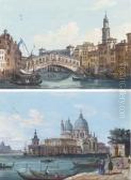 The Rialto Bridge, Venice; And 
The Dogana And Santa Maria Della Salute From The Piazza San Marco (both 
Illustrated) Oil Painting by Ippolito Caffi