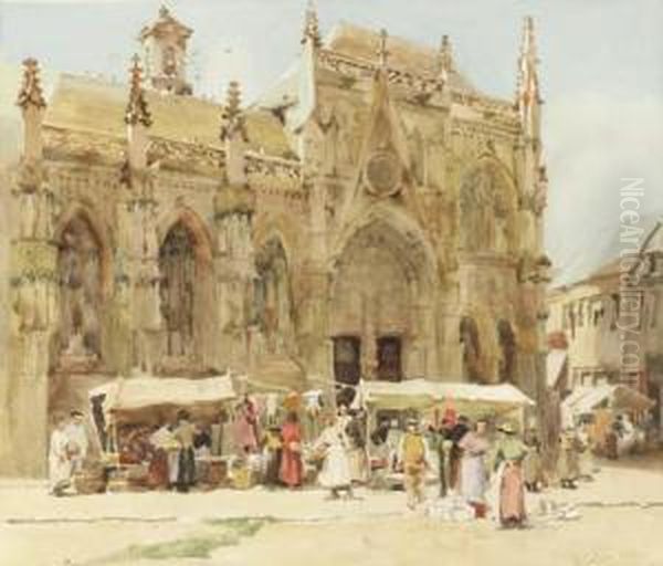 Market Scene
Watercolor On Paperboard Oil Painting by Hector Caffieri