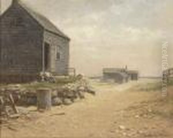 Fishing Shacks Oil Painting by Charles Drew Cahoon