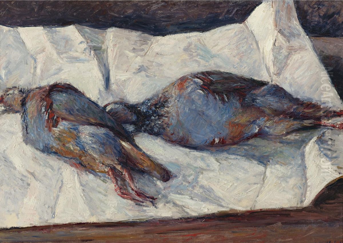 Deux Perdreaux Oil Painting by Gustave Caillebotte