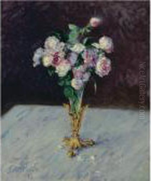 Property From The Collection Of Paul R. And Mary Haas
 

 
 
 

 
 Bouquet De Roses Dans Un Vase De Cristal Oil Painting by Gustave Caillebotte