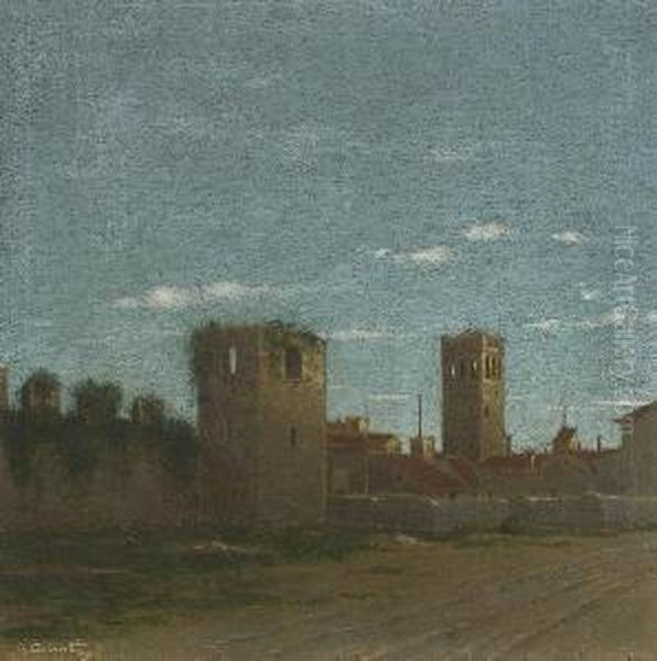 Ansicht Einer Italienischen (?)
 Stadt. Oil Painting by Girolamo Cairati