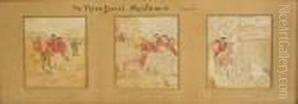 Three Jovial Huntsmen A Set Of Six Oil Painting by Randolph Caldecott