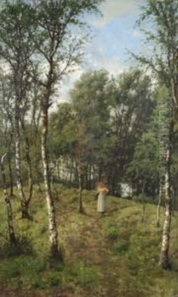 Bosco Con Contadinella Oil Painting by Marco Calderini