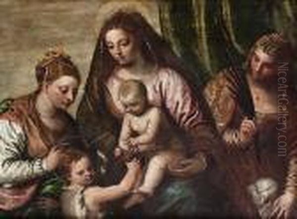 The Madonna And Child With The 
Infant Saint John The Baptist, Saint Agnes And Saint Catherine Oil Painting by Carletto Carliari