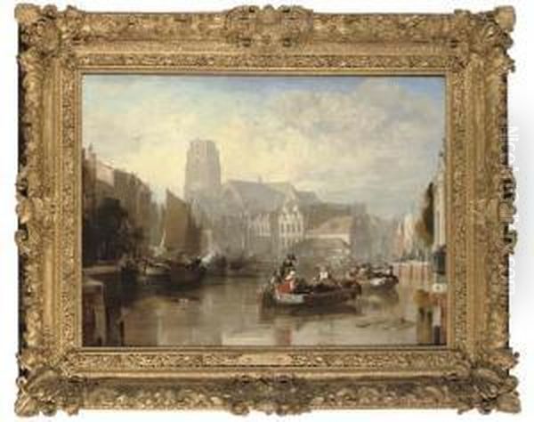 View Of The Grote Kerk, Rotterdam Oil Painting by Sir Augustus Wall Callcott