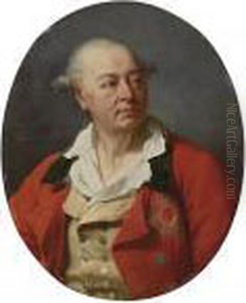 Portrait Of A Man, Bust-length, 
In A Red Coat, With The Star Of Thebavarian Order Of Saint Hubert Oil Painting by Antoine-Francois Callet