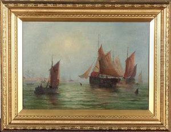 Sailing Smacks Off The Humber Oil Painting by George D. Callow