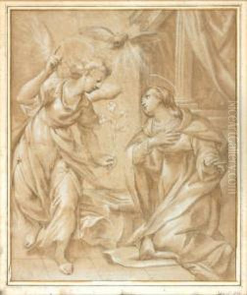 L'annonciation Pierre Noire Oil Painting by Denys Calvaert