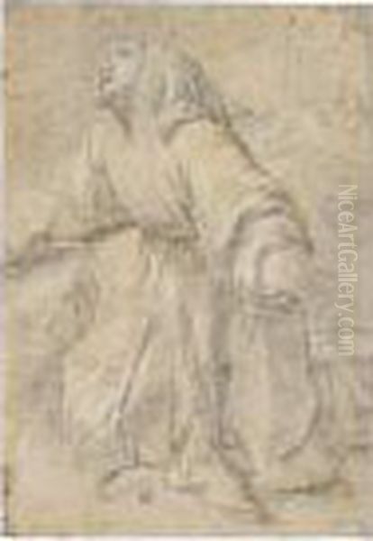 A Monk Kneeling In Ecstasy, Turned Towards The Left Oil Painting by Denys Calvaert