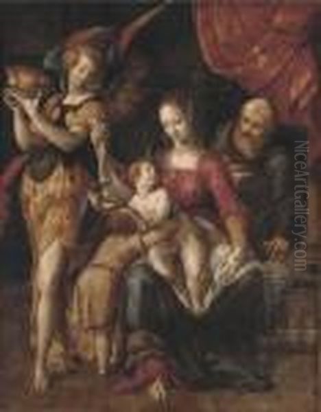 The Holy Family With The Infant Saint John The Baptist Oil Painting by Denys Calvaert