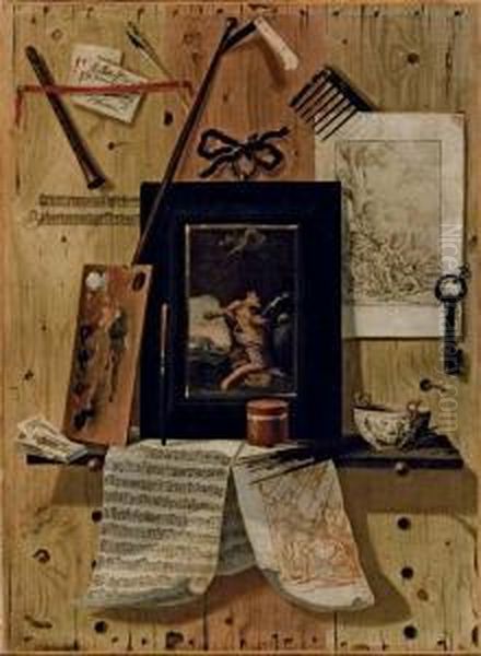 Trompe L'oeil Con Un Disegno Oil Painting by Antonio Calza