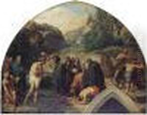 Le Bapteme Du Christ Oil Painting by Alexandre-Francois Caminade