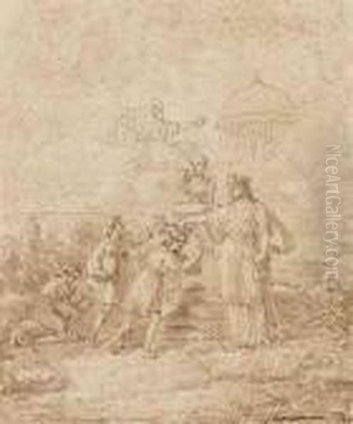 Allegorie De La Science 
Recompensant De Jeunes Etudiants Etvaincant L'ignorance, Avec Minerve 
Sur Des Nuees Designant Un Pantheon Oil Painting by Michele Cammarano