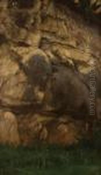 Riflesso Di Rocce Oil Painting by Michele Cammarano