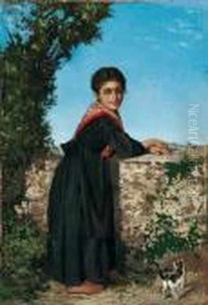 Contadinella Oil Painting by Michele Cammarano