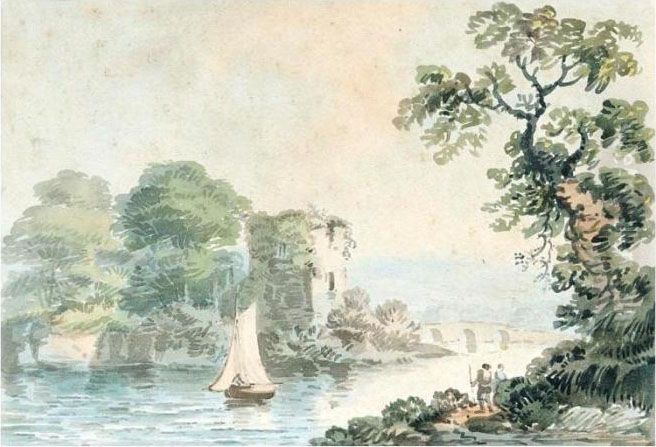 A Ruined Castle On A River Near A Bridge, Ireland Oil Painting by John Henry Campbell