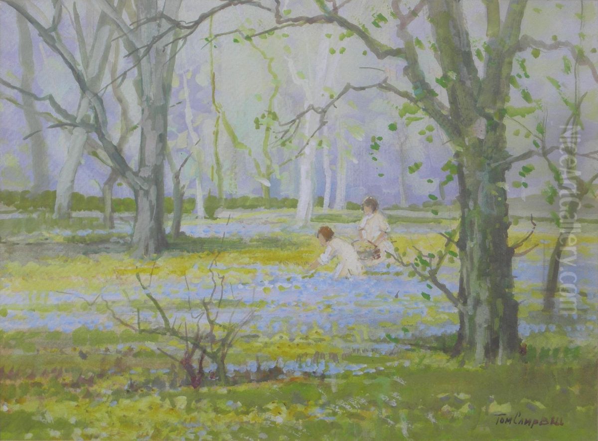 In The Bluebell Woods Oil Painting by Thomas, of Pall Mall Butler
