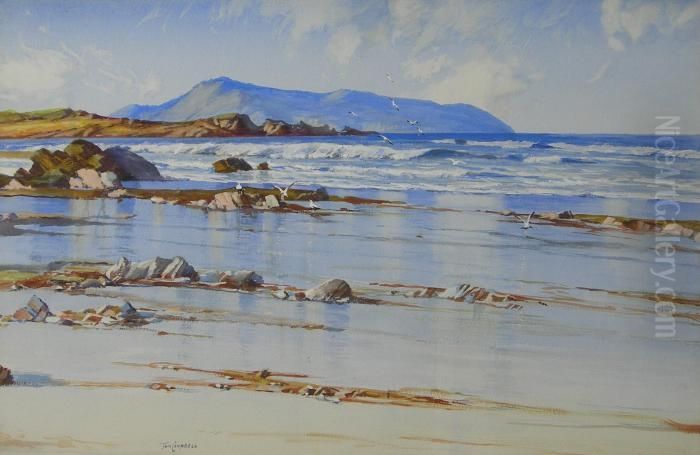 Whale Island, Sound Of Hoy, Wet Sands Hebrides Oil Painting by Thomas, of Pall Mall Butler