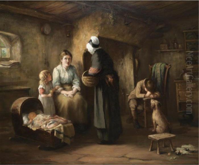 In Time O'war Oil Painting by Thomas, of Pall Mall Butler