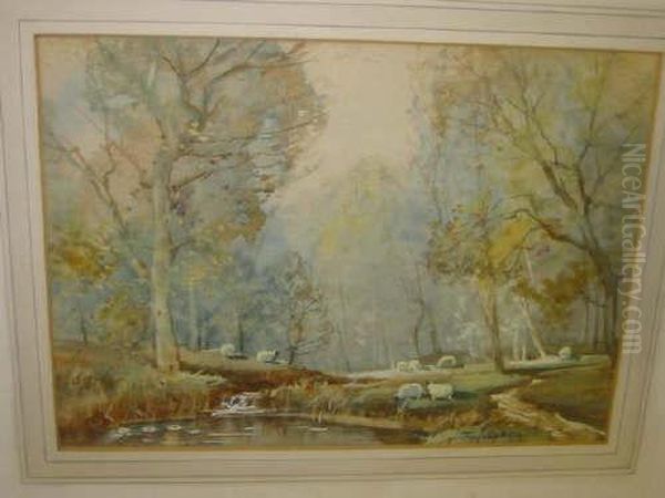 Autumn On A Pitlockery Burn And Springtime In Thepark Ballock Oil Painting by Thomas, of Pall Mall Butler