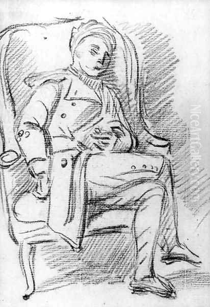 Study of a man asleep in an armchair, possibly the artist's brother, Prince Oil Painting by William Hoare Of Bath