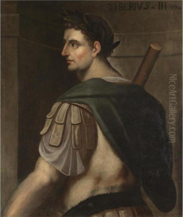 Portrait Of The Emperor 
Tiberius, Half-length Standing In Profile, Wearing A Laurel Wreath Oil Painting by Bernardino Campi