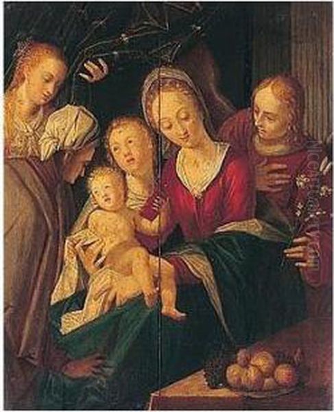 The Madonna And Child With An 
Angel, Saint Catherine, Saint Elizabeth And Saint John The Baptist Oil Painting by Peter Candid