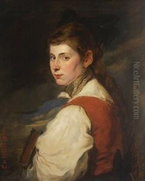 Junger Bauer. Junge
 Bauerin. Oil Painting by Hans (Johann von Strasiripka) Canon