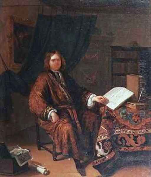 Portrait of a Scholar in his Study Oil Painting by Richard Brackenburgh