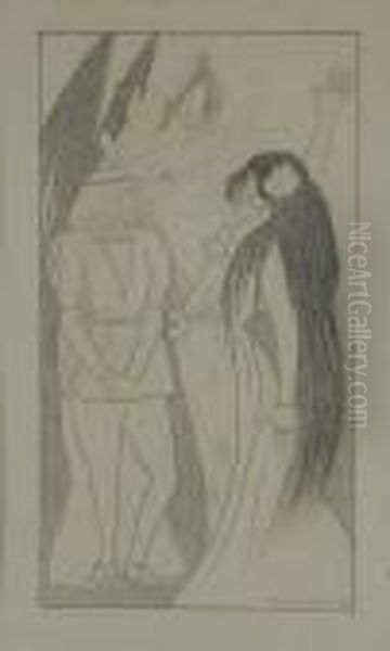 Dama E Cavaliere Disegno A Soggetto Medievale Oil Painting by Leonetto Cappiello