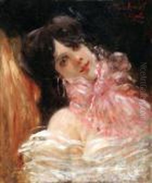 Madame E.ramlet Oil Painting by Ulisse Caputo