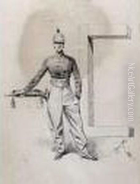 Le Trompette
 Signe En Bas A Droite. Oil Painting by (Emmanuel Poire) Caran d'Ache