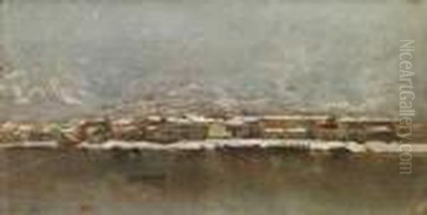 Pescarenico Sotto La Neve Oil Painting by Filippo Carcano