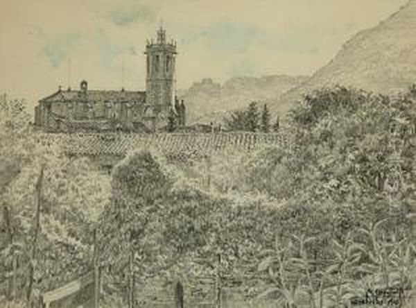 Centelles.
 Dibujo A Carboncillo Y Acuarela Oil Painting by Alexandre Cardunets Cazorla