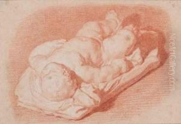 Enfant Endormi (etude En Rapport Avec Une Sculpture) Oil Painting by Jacques Philippe Caresme