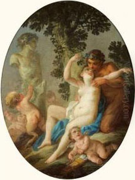 Bacchus Et Ariane
 Toile Ovale. Oil Painting by Jacques Philippe Caresme