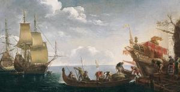 Veduta Di Porto
 Olio Su Tela, Cm. 41,5x79 Oil Painting by Luca Carlevarijs