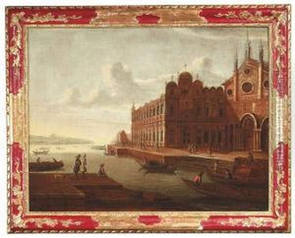 A Venetian Capriccio With The 
Scuola Grandi Di San Marco And The Basilica Dei Santi Giovanni E Paolo Oil Painting by Luca Carlevarijs