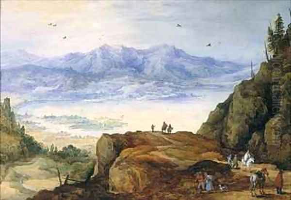 Mountain Landscape Oil Painting by J. & Momper, J.de Brueghel